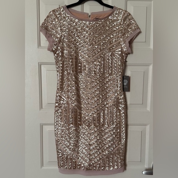 Vince Camuto Dresses & Skirts - Vintage Vince Camuto Soft Gold Sequin Mini Dress size 8